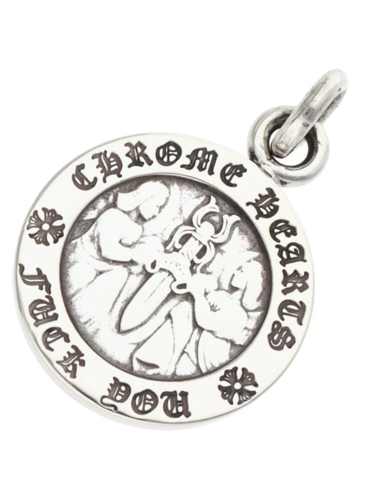 Chrome Hearts Chrm Angl Mdl Angel Medal Charm V1 Silver Necklace Top 1880$
